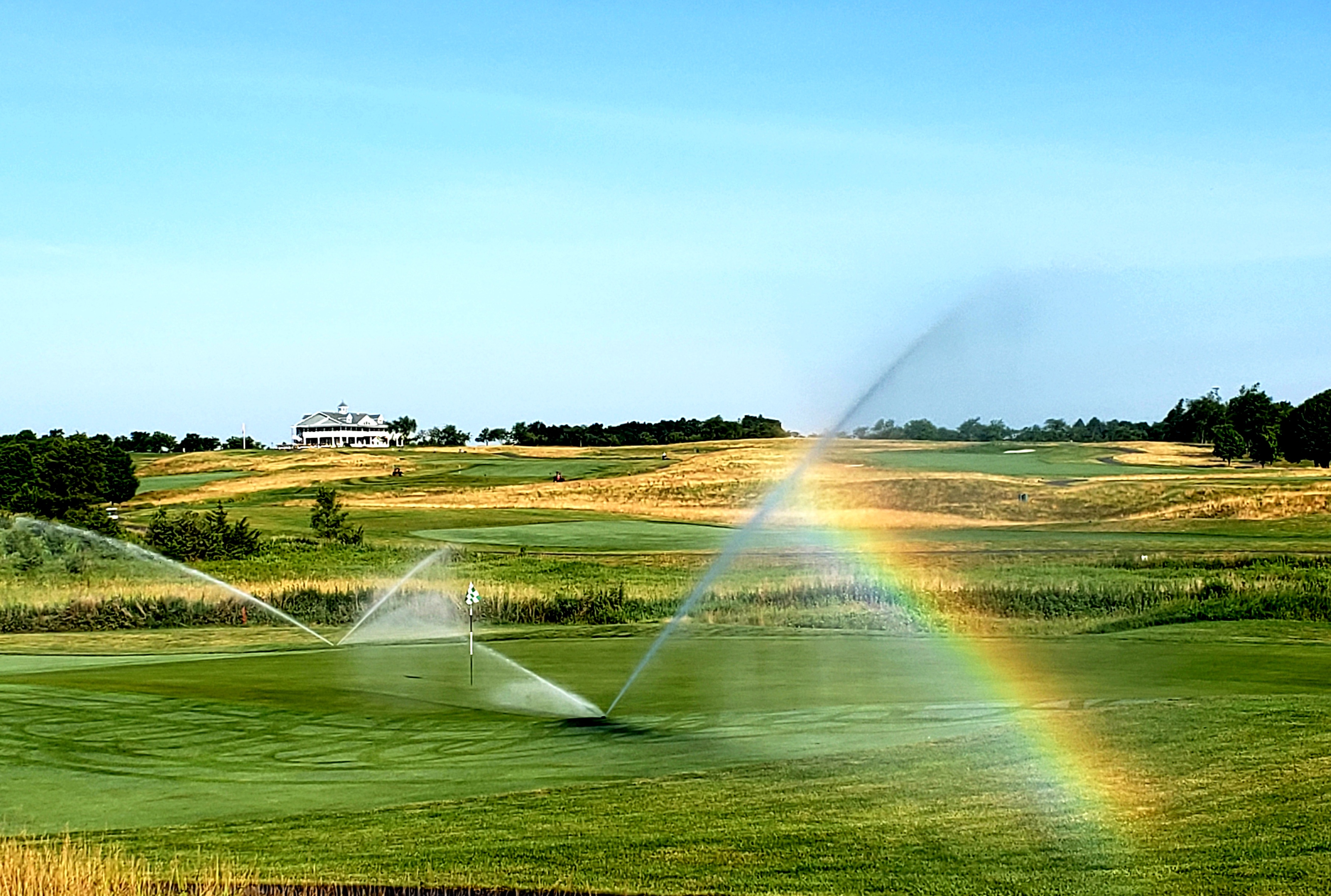 Rainbows in the watering streams at Neshanic Valley Golf Course