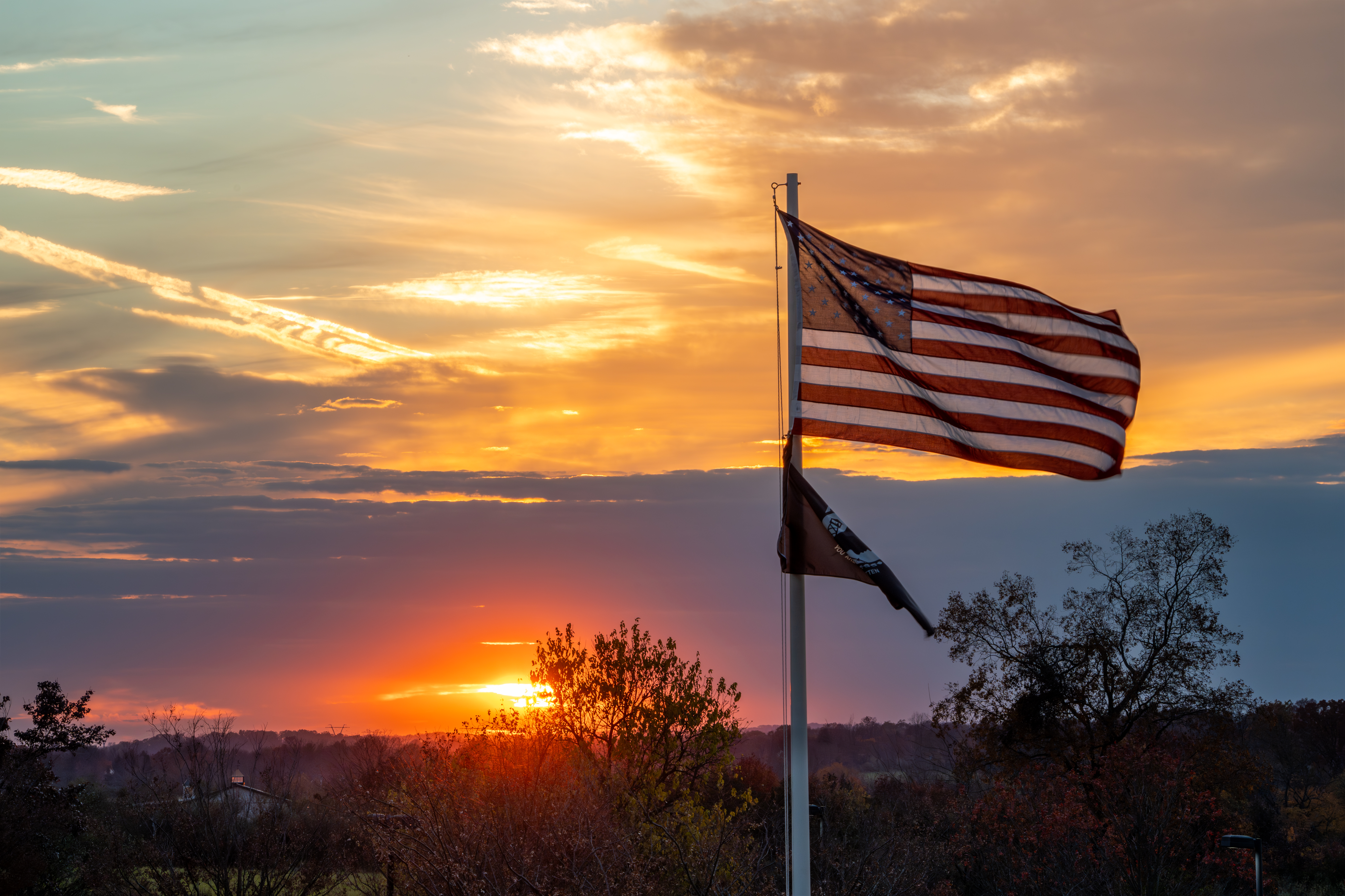 Patriotic sunrise at Neshanic Valley Golf Course