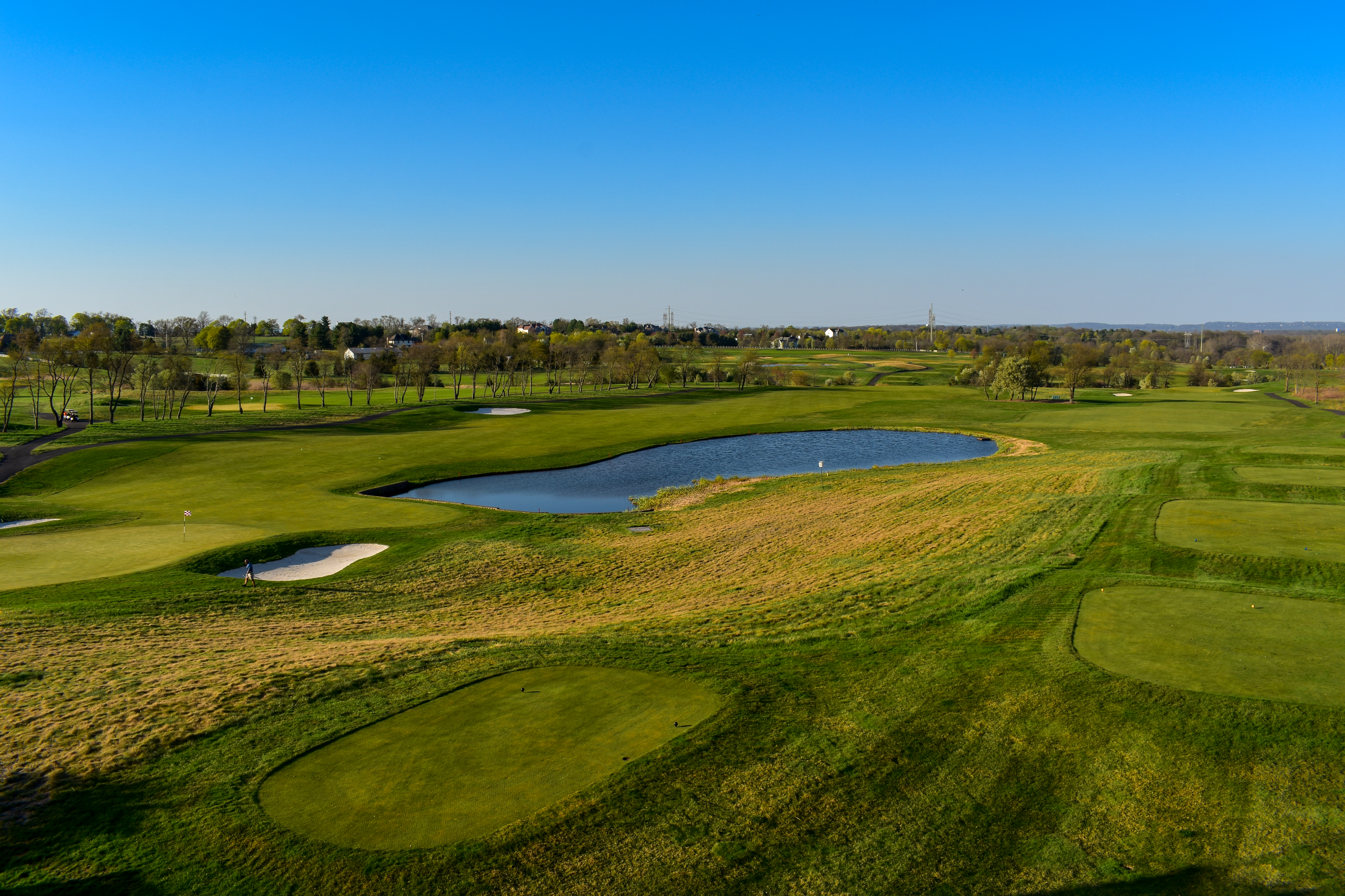 Tee boxes over hazards at Neshanic Valley Golf Course